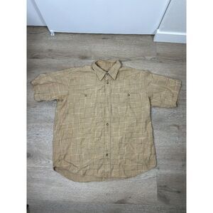 Cabelas Outdoor Gear Tan Plaid Shirt Sleeve Button Up Shirt Mens Size L